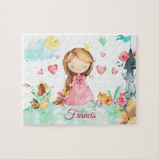 Girls Personalised Princess Custom Name Jigsaw Puzzle