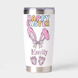 Girls Personalize Happy Easter Bunny Pink Insulated Tumbler