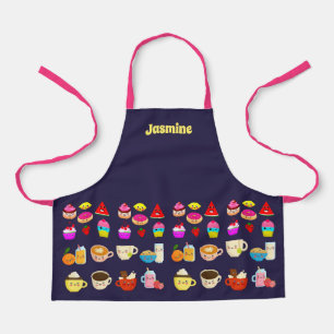 Girls Personalized Apron with Kawaii Party Food