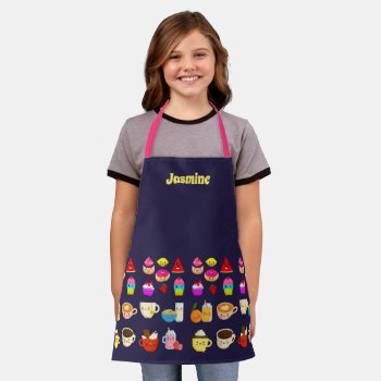 Girls Personalized Apron with Kawaii Party Food