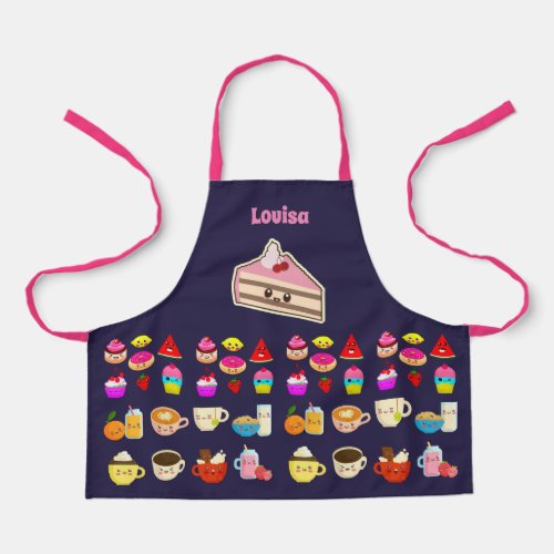 Girls Personalized Apron with Kawaii Party Food