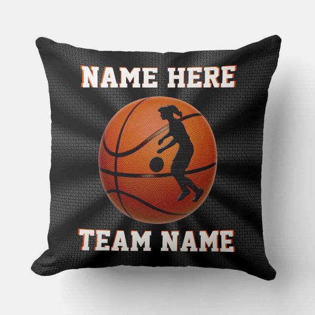 Girls Personalized Basketball Pillows Team Gifts (Front)