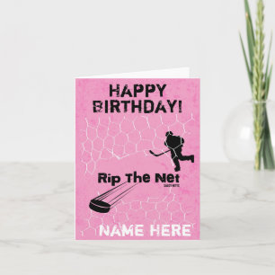 Girls Personalized Birthday Rip the Net Hockey Card