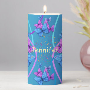 Girls Personalized Butterfly Pillar Candle