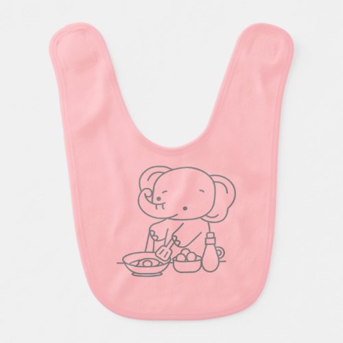 Girls Personalized Cartoon Elephant Pink Baby Bib
