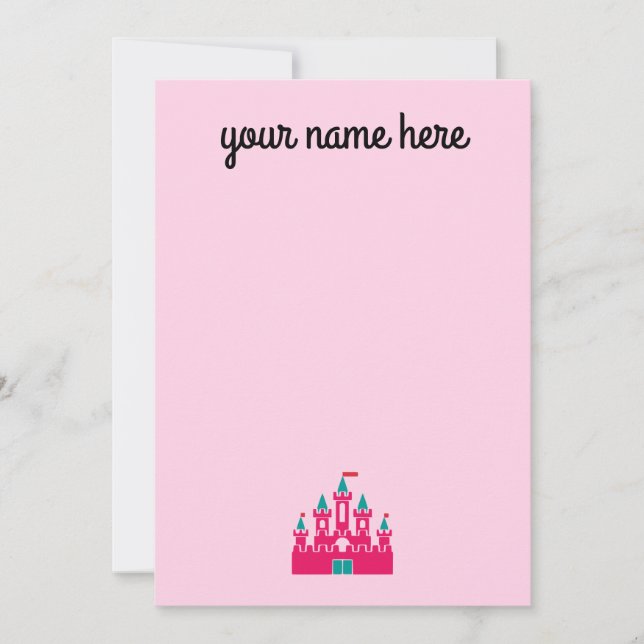 Girls Personalized Castle Stationery Notecards (Front)