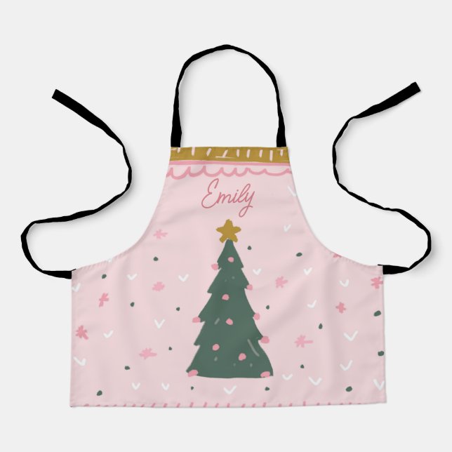 Girls Personalized Christmas Kitchen Apron (Front)
