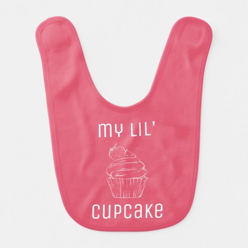 Girls Personalized Cupcake Graphic Pink Baby Bib