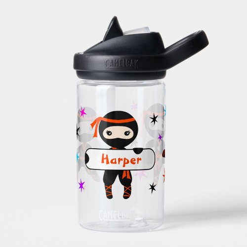 Girls Personalized Cute Ninja Kids Custom Name  Water Bottle
