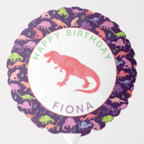 Girls Personalized Dinosaur Birthday Party Pattern Balloon