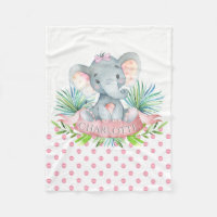 Girls Personalized Elephant Baby Blanket