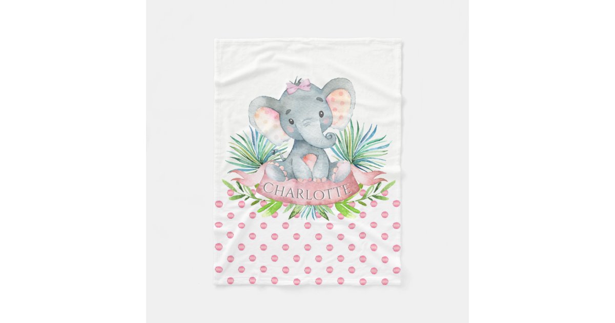 Girls Personalized Elephant Baby Blanket Zazzle