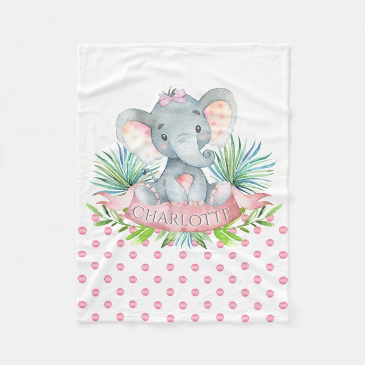 Girls Personalized Elephant Baby Blanket Zazzle