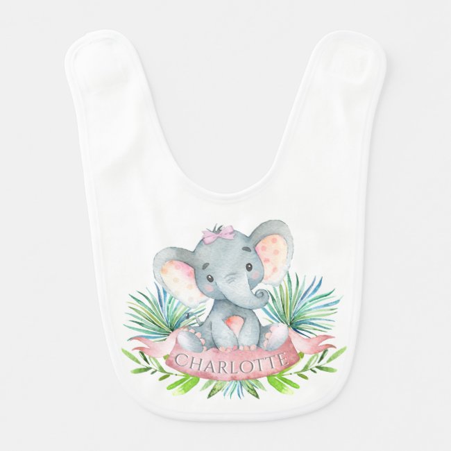 Girls Personalized Elephant Bib