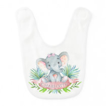 Girls Personalized Elephant Bib Girls Personalized Elephant Bib