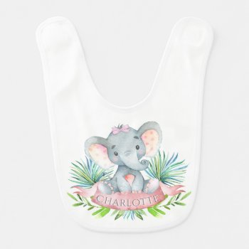 Girls Personalized Elephant Bib by The_Baby_Boutique at Zazzle