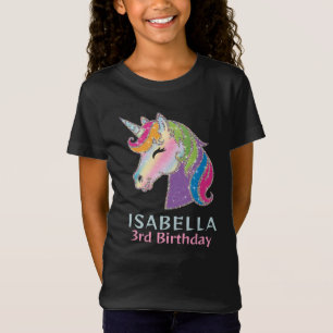 Girls Personalized Glowing Unicorn Birthday T-Shi T-Shirt