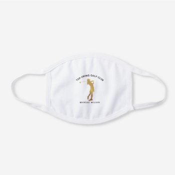 Girls Personalized Gold Golf Player Ladies Sport White Cotton Face Mask by custom_iphone_cases at Zazzle