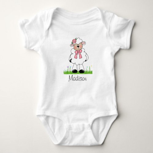 Girls Personalized Lamb Baby Bodysuit