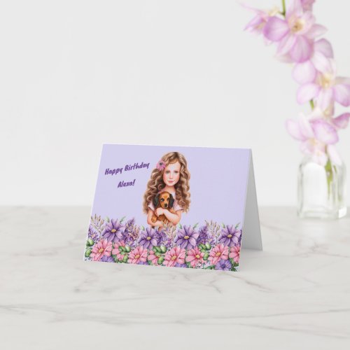 Girls Personalized Name Birthday Card