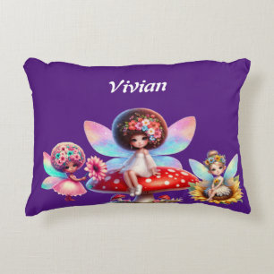 Girls personalized name fairy accent pillow