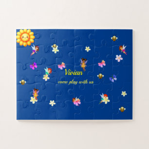 girl's personalized name fairy and flower Puzzle