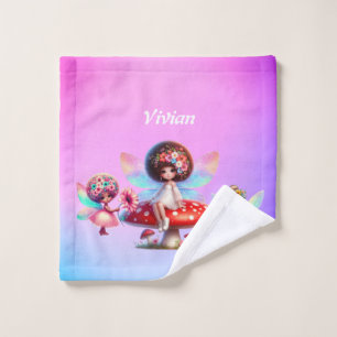 Girls personalized name fairy wash cloth