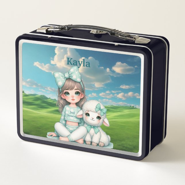 Girls Personalized name  Metal Lunchbox (Back)