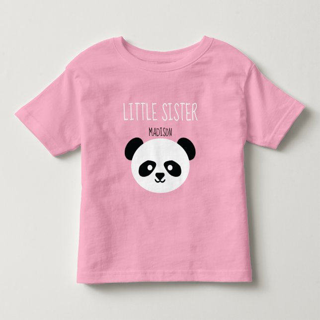 Girls Personalized Panda Kawaii Little Sister Toddler T-shirt (Front)
