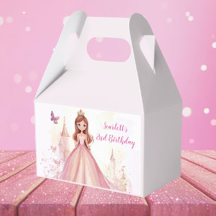 Girls Personalized Pink Princess Birthday Favor Boxes