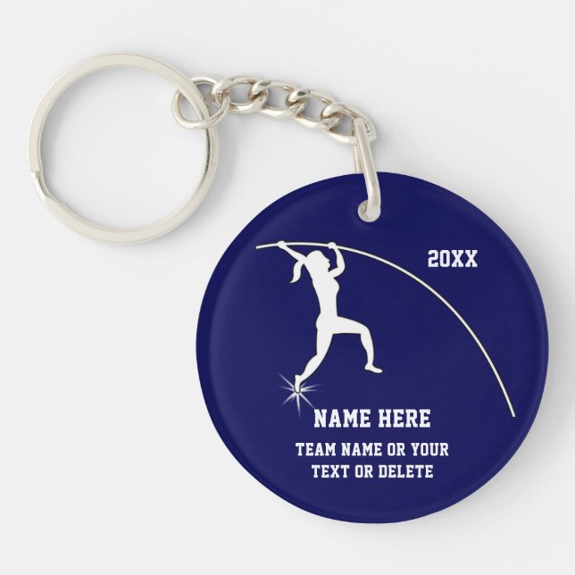 Girls Personalized Pole Vault Gifts, Your Colors Keychain (Front)