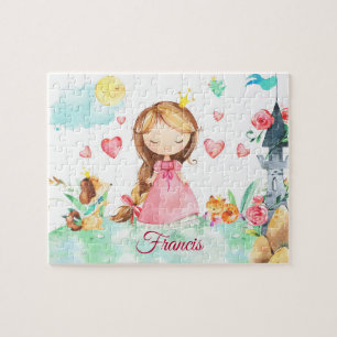 Girls Personalized Princess Custom Name Jigsaw Puzzle