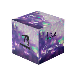 Girls Personalized Purple Gymnastics Cube