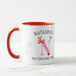 Girls Personalized Reindeer N Hot Chocolate Mug