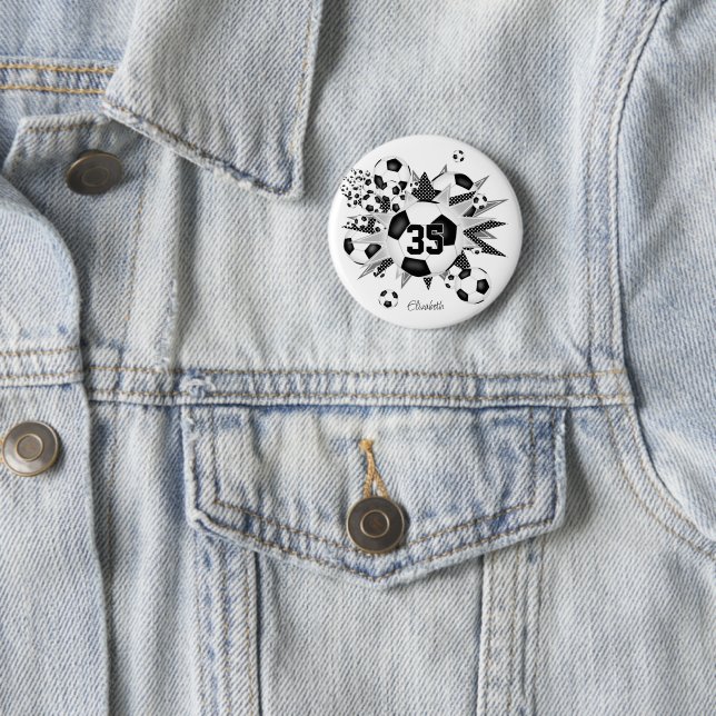 girls personalized soccer ball blowout button (In Situ)
