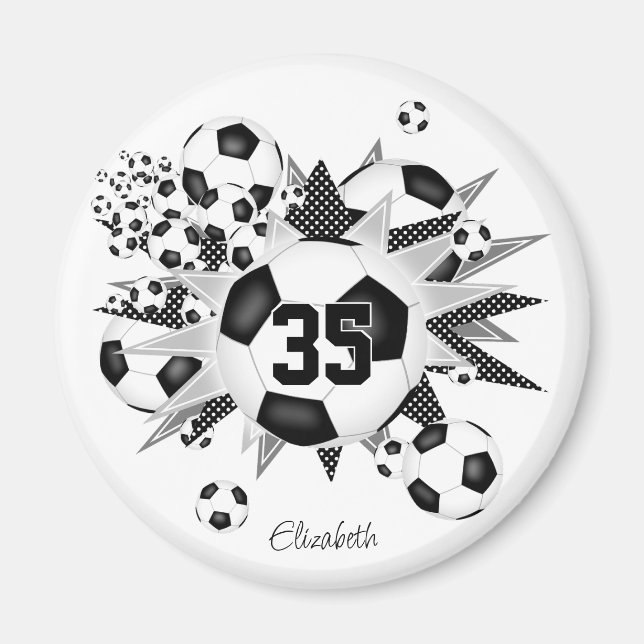 girls personalized soccer ball blowout  magnet (Front)