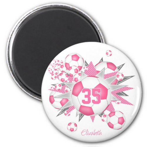 girls personalized soccer ball blowout pink  magnet