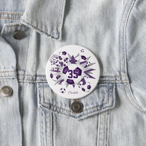 girls personalized soccer balls stars purple button