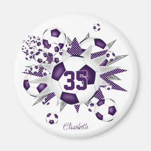 girls personalized soccer balls stars purple magnet