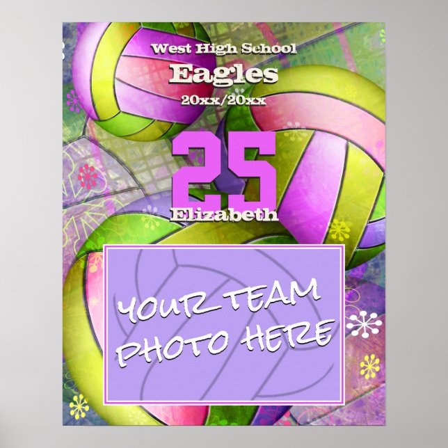 girls' personalized volleyball team photo poster (Front)