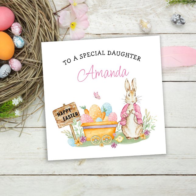 Girls Peter Rabbit Happy Easter Daughter Holiday Card (Creator Uploaded)