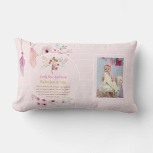 Girls PHOTO Baptism Christening Gift Proverb 31:25 Lumbar Pillow
