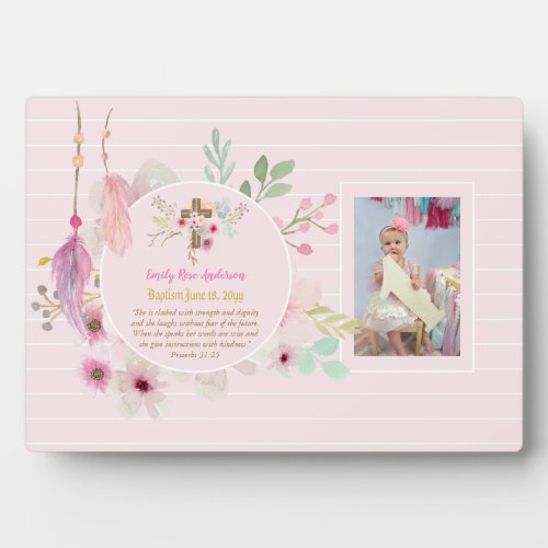 Girls PHOTO Baptism Christening Gift Proverb 3125 Plaque
