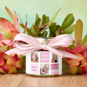 Girls Photo Collage Custom Birthday Party Honey Jar Favors