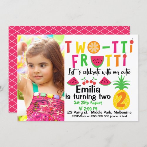 Girls Photo Two_tti Fruitt 2nd Birthday Invitation