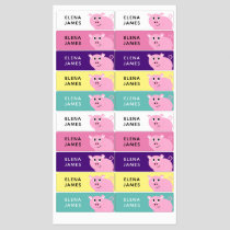 Girls Pig Personalized School Daycare Waterproof Kids' Labels