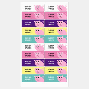 Girls Pig Personalized School Daycare Waterproof Kids' Labels