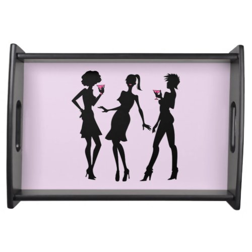 Girls Pink And Black Cocktail Serving Tray