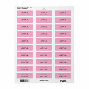 Girl's Pink and Black Name and Phone Number Label