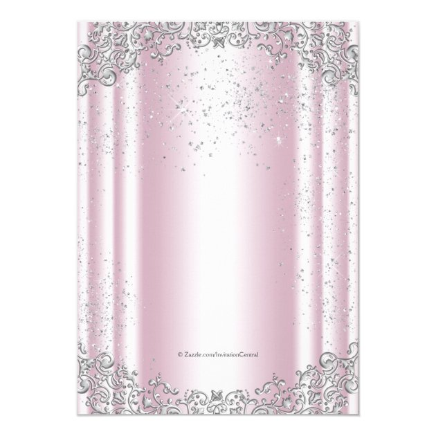 Girls Pink And Gray Pearl First Communion Invitation